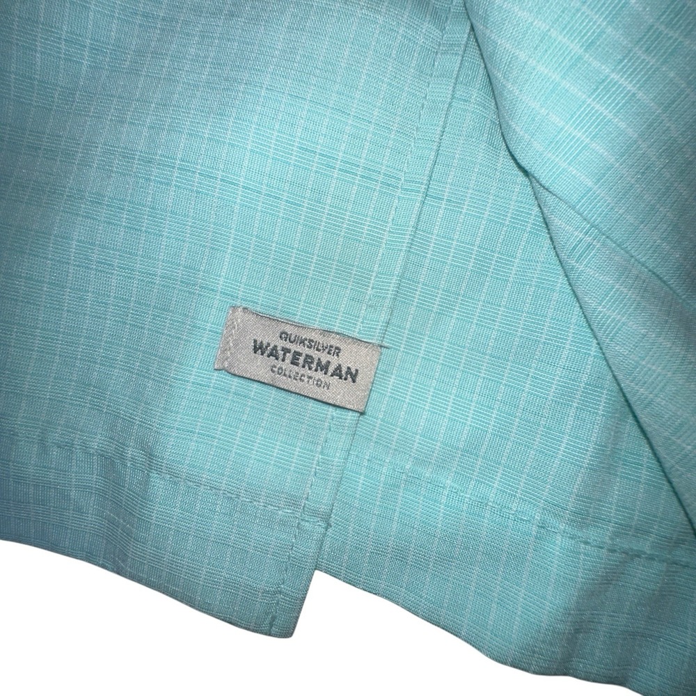 Quiksilver Waterman Mens L Blue Stripe Button Up Outdoor‎ Summer Comfort Fit - Picture 7 of 10